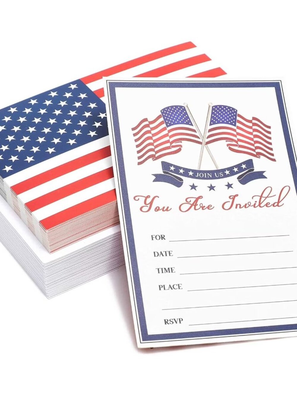 July 4TH American Flag Dual Side Party Invitations